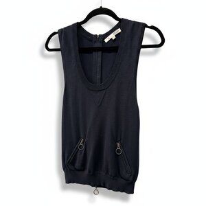 (212) Silk Cotton Knit Sweater Vest Black Size Small